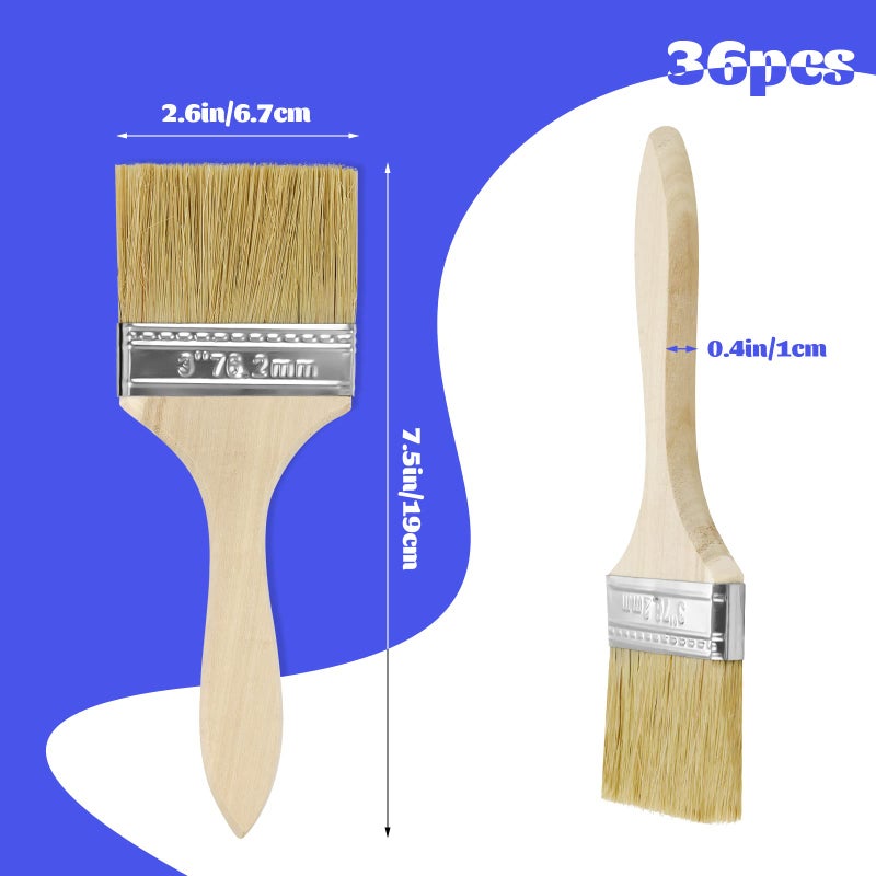 UPlama Paint and Chip Paint Brushes for Paint, Stains, Varnishes, Watercolor, Wood, Wall, Furniture-Brush Cleaner (36, 3 inch) - Image 2